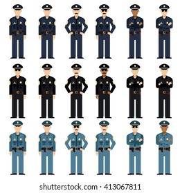 Vector image of the Set of police men