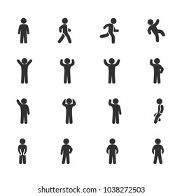 Vector image set of posture people icons.