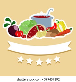 vector image - a set of products for the preparation of national soup