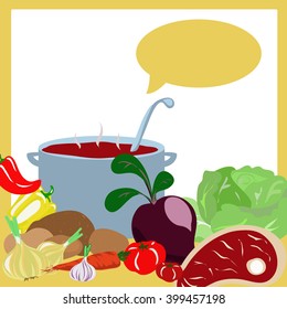 vector image - a set of products for the preparation of national soup