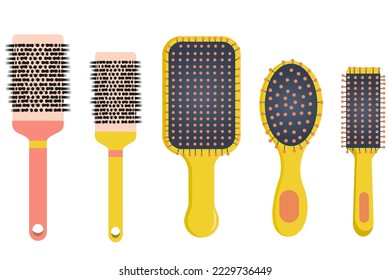 Vector image of a set of professional hairdressing combs. The concept of a beauty salon, haircuts and self-care.