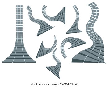 Vector image. Set of railway tracks. In a cartoon style. May have an allegorical meaning. EPS 10