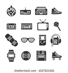 Vector image set of retro 80s icons.