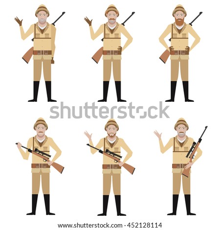 Vector image of the Set of Safari Hunters
