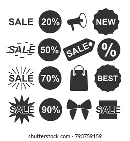 Vector image of set of sale icons.