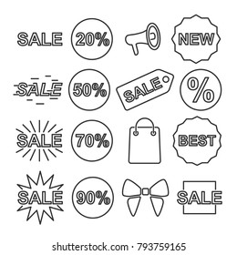 Vector image of set of sale line icons.