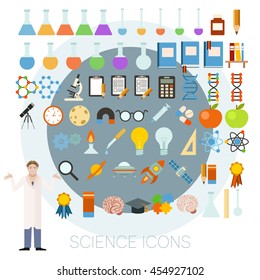 Vector image of the set of science icons