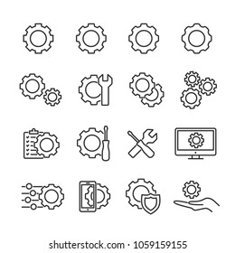 Vector image set of settings line icons.