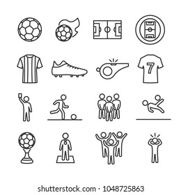 Vector image set of soccer line icons.