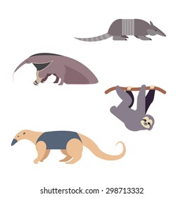 Vector image of set of South America animals