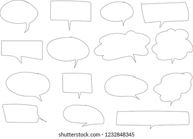 Vector image set of speech bubble line icons. Speech Bubble Sketch hand drawn.