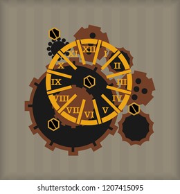 vector image set Steampunk design gear elements