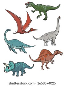 vector image, set of stylized dinosaurs