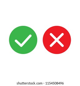 Vector Image Set Tick And Cross Sign.Yes And No Button.Checkmark Icons.