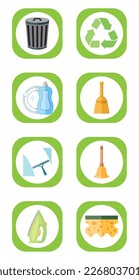 Vektorgrafik-Set von Toilettensymbonen mit weißem Hintergrund