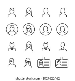 Vector image set of user line icons.