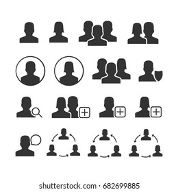 Vector image of set of users icons.