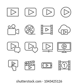 Vector image set of video line icons.