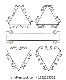 Vector image. Set of vintage frames with scrolls and curls.