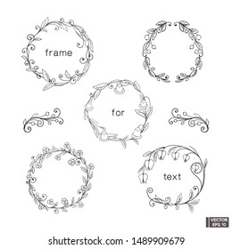 Vector image. Set of vintage frames with scrolls and curls.