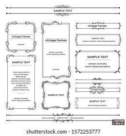 Vector image. Set of vintage frames. Scrolls and curls, elements for design.