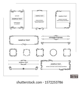 Vector image. Set of vintage frames. Scrolls and curls, elements for design.