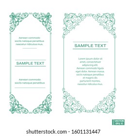 Vector image. Set of vintage frames with floral scrolls and curls.
