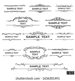 Vector image. Set of vintage frames. Scrolls and curls, elements for design.