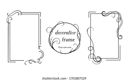 Vector image. Set of vintage frames with floral scrolls and curls.