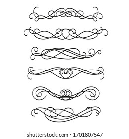 Vector image. Set of vintage frames with floral scrolls and curls.