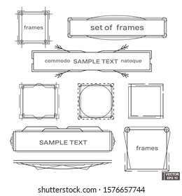 Vector image. Set of vintage geometric frame. Design elements with frame corner badge.
