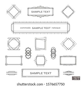 Vector image. Set of vintage geometric frame. Design elements with frame corner badge.