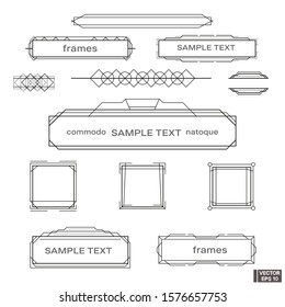 Vector image. Set of vintage geometric frame. Design elements with frame corner badge.