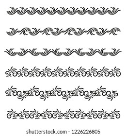Vector image. Set of vintage ornaments. Elements with antique style curls for design.