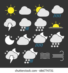 Vector image of set of weather icons.