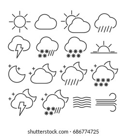 Vector image set weather line icons.