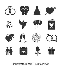 Vector image set of wedding icons.