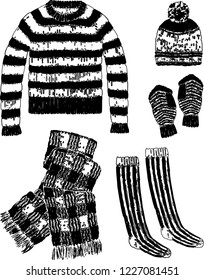 Vector image of a set of wool knitwear