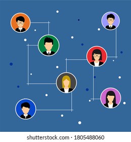 Vector image of several business men and women in a circle