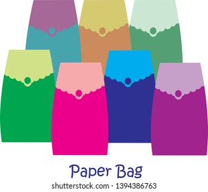 Vector image of several paper bags. Vector images that can be used as models of paper bags or printed as room decorating posters.