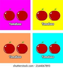 vector image of several tomatoes on a colorful background
