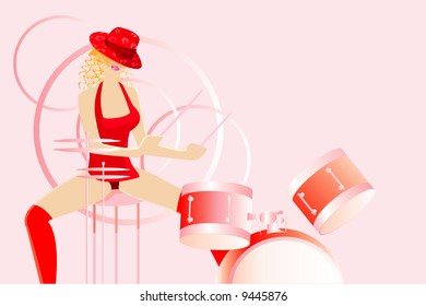 Vektorbild des sexy Schlagzeugers. kann als Hintergrund für Konzertkarten oder Poster verwendet werden