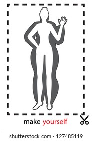 vector image of the shadow of the girl's slim and fat
