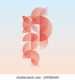 A vector image shaped flower with circle, semicircle, half circles. 