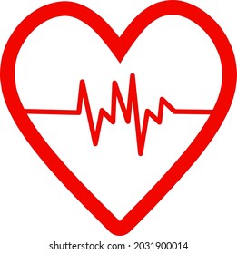 Imagen vectorial del símbolo del corazón del amor con forma de contorno del latido del corazón.