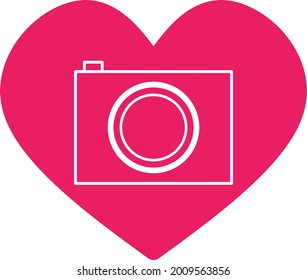 Imagen vectorial del símbolo de amor con forma de cámara.