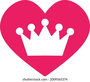 Vector image of shaped love symbol and crown.