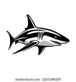 Vector image of a shark. Black print on white background