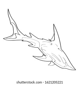 vector image of a shark in outlines
