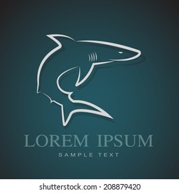 Vector image of sharks on blue background